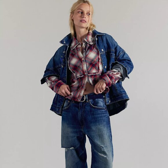 We The Free Georgia Plaid Embroidered Button Down - Picture 5 of 5